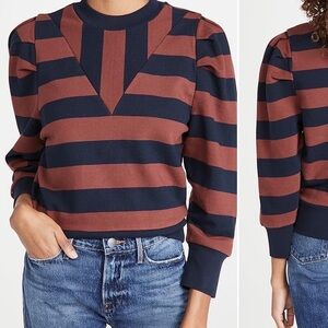 Frame Denim Striped Navy and Brown Hoodie